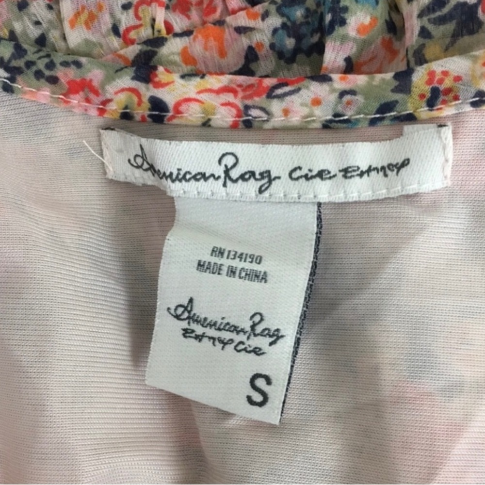 American Rag Blush Multi Floral Lace Detail Tiered Mini Dress Size Small Girly - Picture 12 of 16